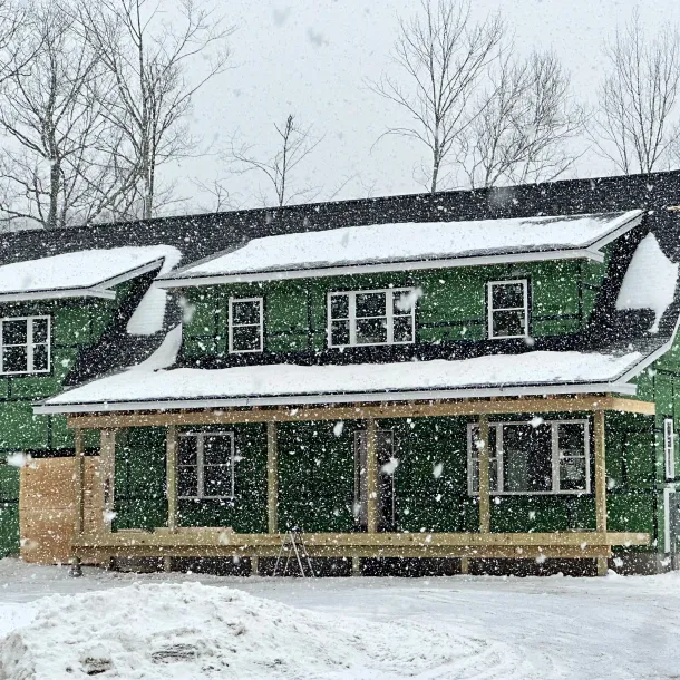 snowy exterior home
