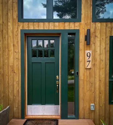 Newly installed green doordoor